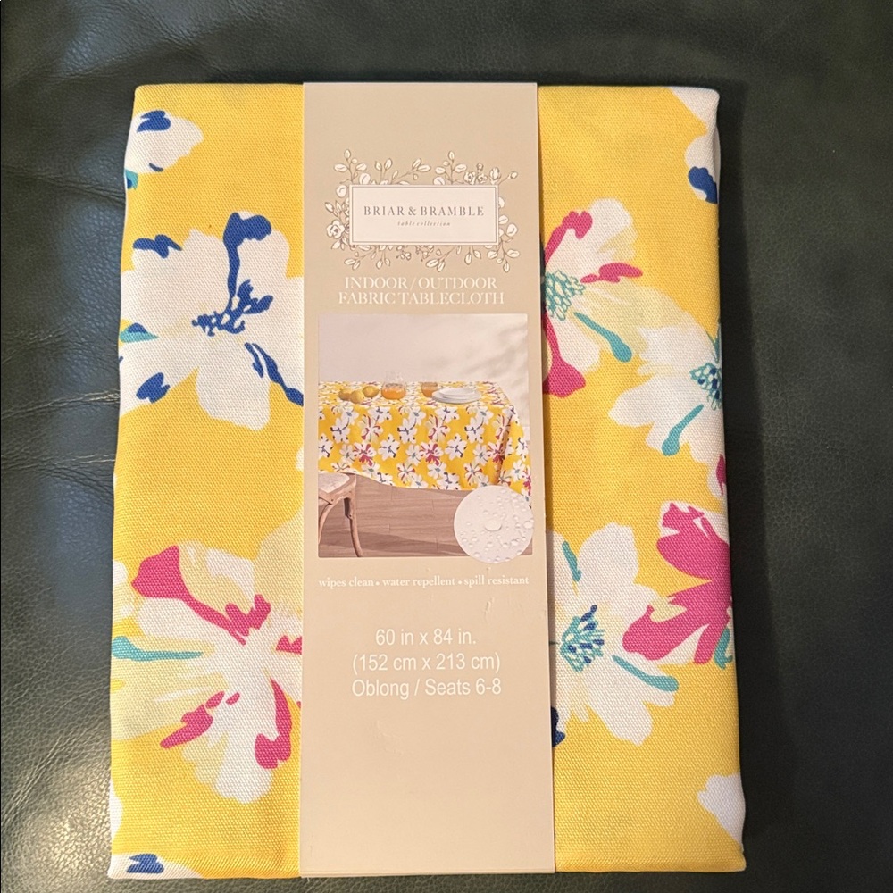 Briar & Bramble Yellow Floral Tablecloth-60x84-NWT